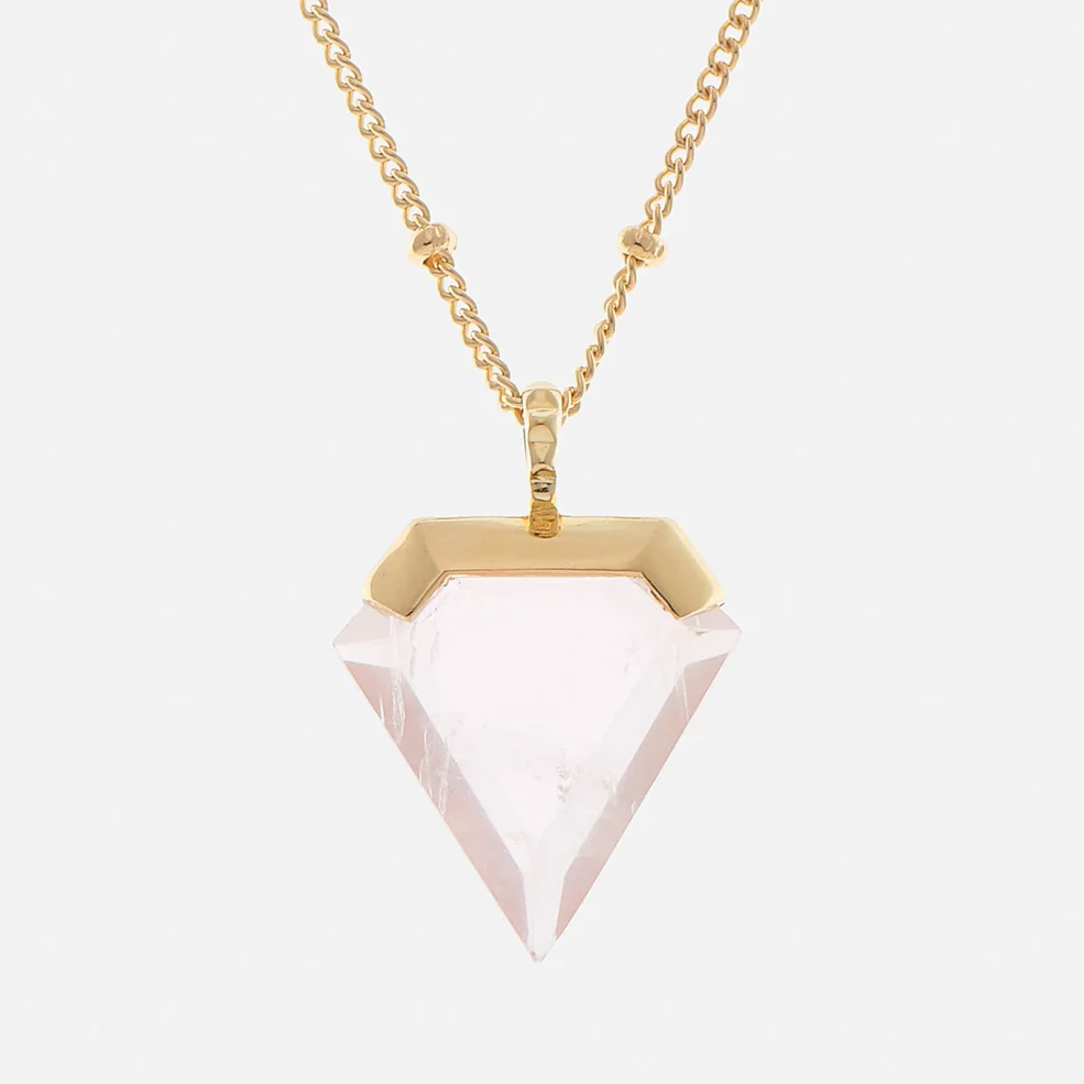 Missoma Women's Rose Quartz Shield Pendant and Gold Beaded Chain - Gold/Pink Image 1