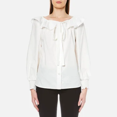 Marc Jacobs Women's Button Front Blouse with Ruffle - White
