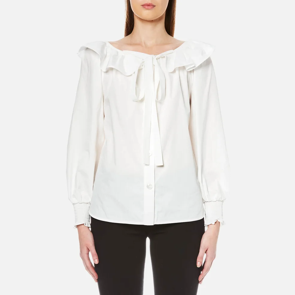 Marc Jacobs Women's Button Front Blouse with Ruffle - White Image 1