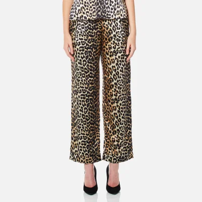 Ganni Women's Dufort Silk Trousers - Leopard