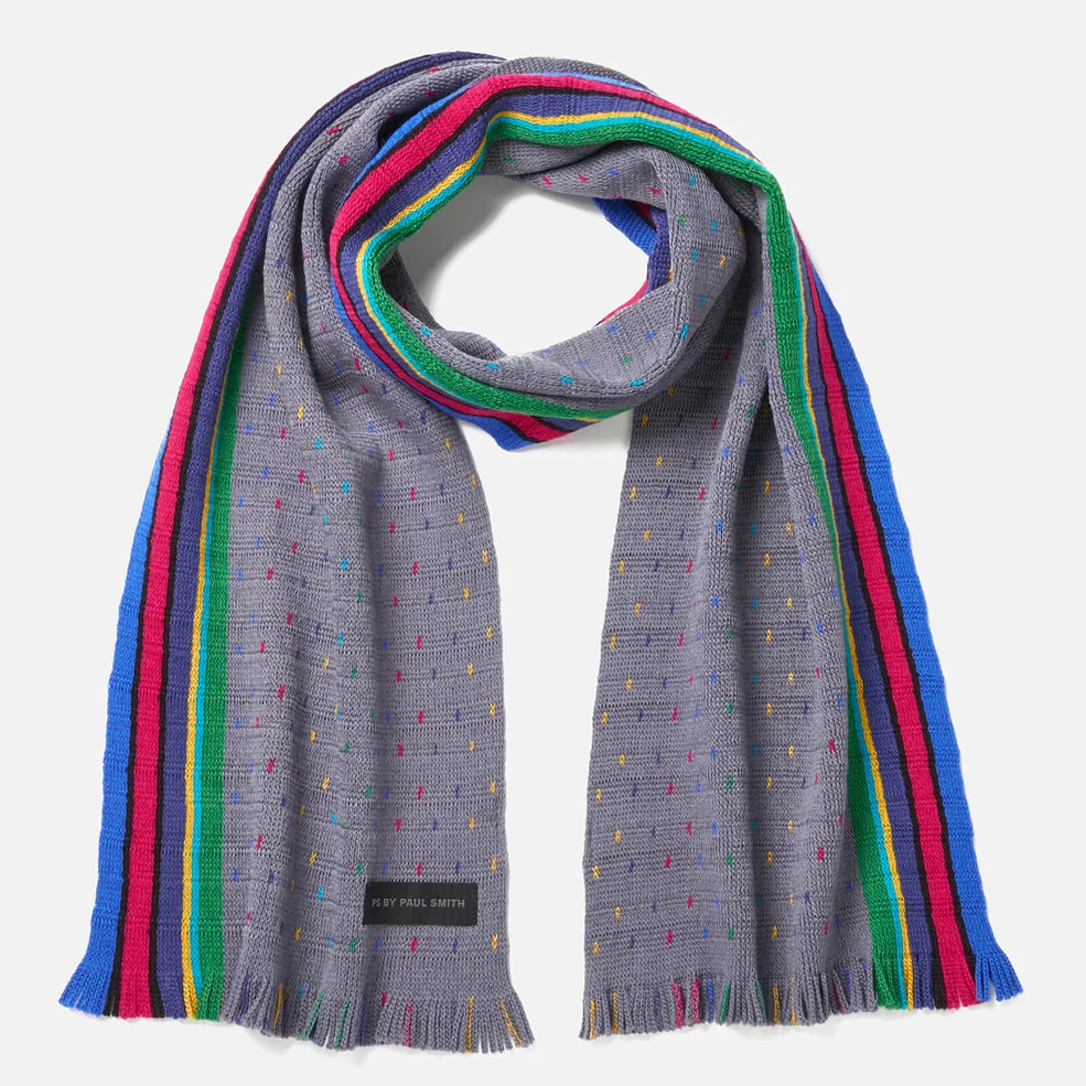 PS by Paul Smith Men's PS Stripe End Scarf - Grey Image 1