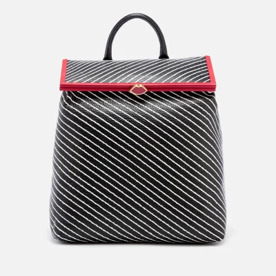Lulu Guinness Women's Diagonal Stripes Jasmina Backpack - Black/Chalk