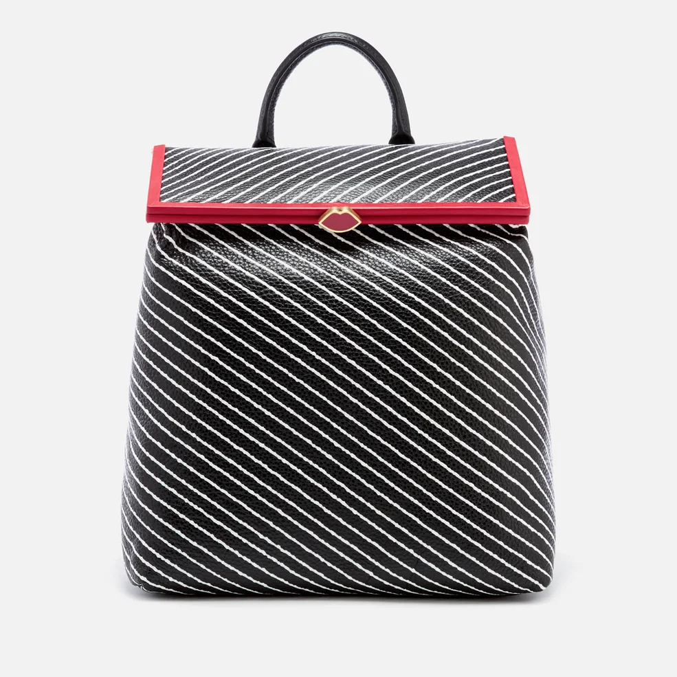 Lulu Guinness Women's Diagonal Stripes Jasmina Backpack - Black/Chalk Image 1