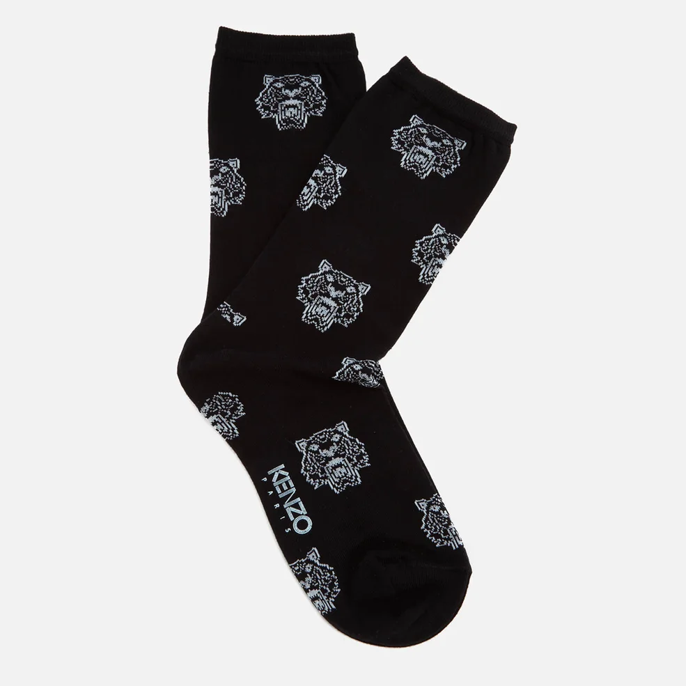 KENZO Women's Multi Tiger Jaquard Socks - Black Image 1