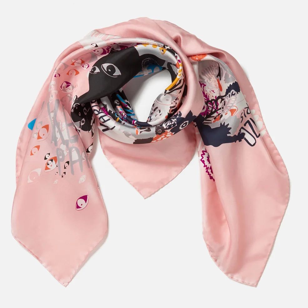 KENZO Women's Multi Icons Iconics Swarm Silk Scarf - Faded Pink Image 1