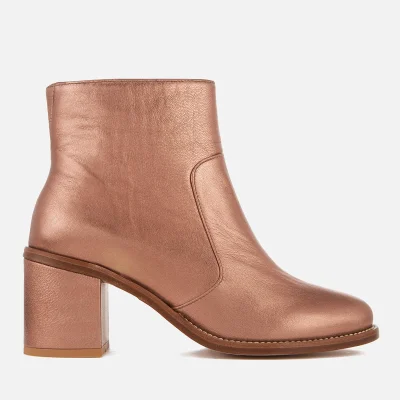 PS Paul Smith Women's Luna Leather Heeled Ankle Boots - Copper Metallic