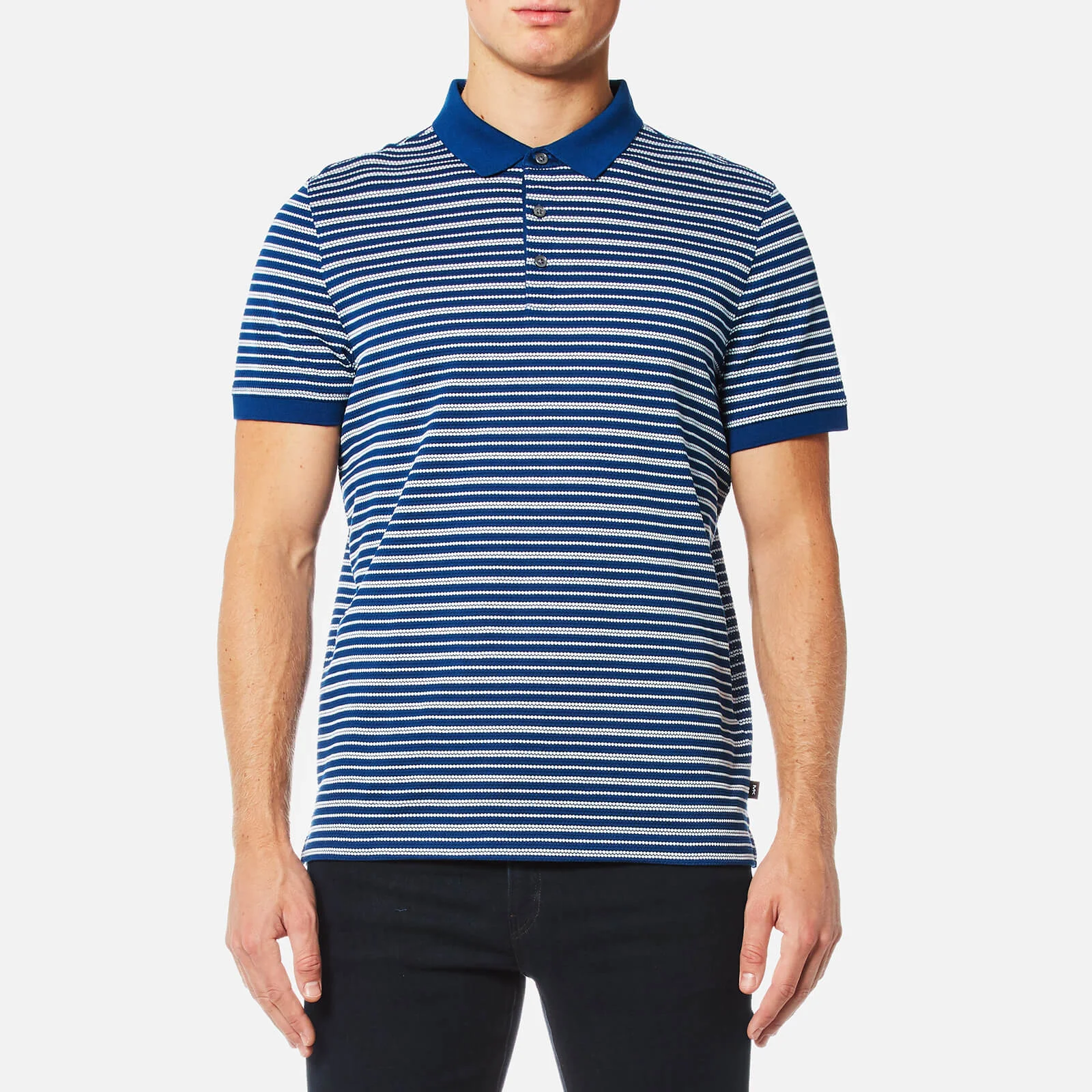 Michael Kors Men's Stripe Jacquard Polo Shirt - Marine Blue Image 1