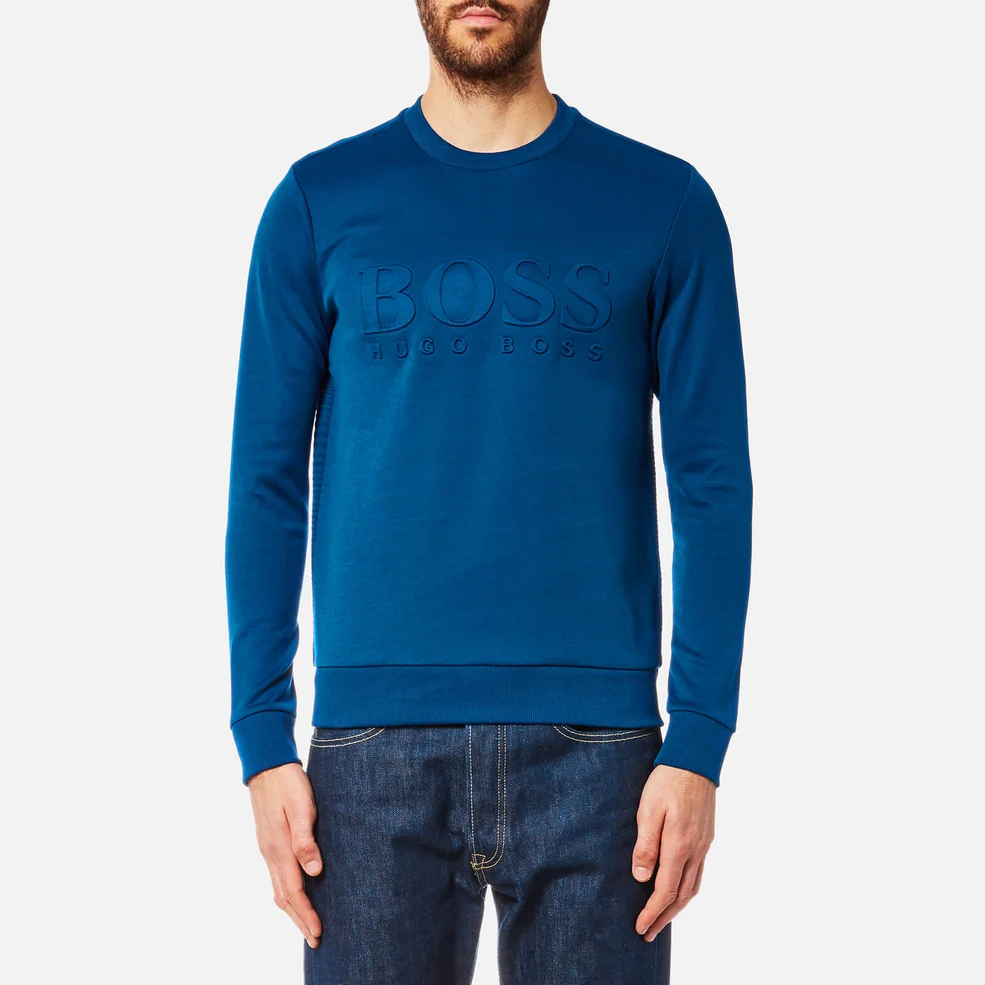 BOSS Green Men's Salbo Large Logo Sweatshirt - Open Blue Image 1