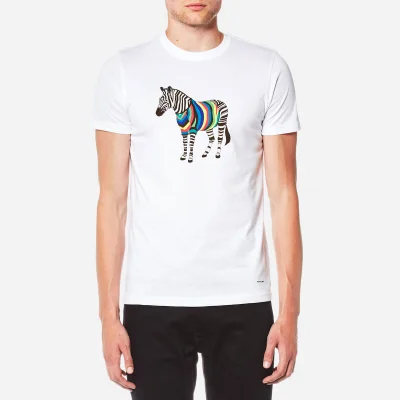 PS by Paul Smith Men's Printed Zebra with Jacket Slim Fit T-Shirt - White