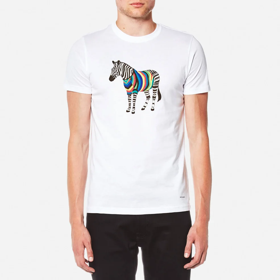 PS by Paul Smith Men's Printed Zebra with Jacket Slim Fit T-Shirt - White Image 1