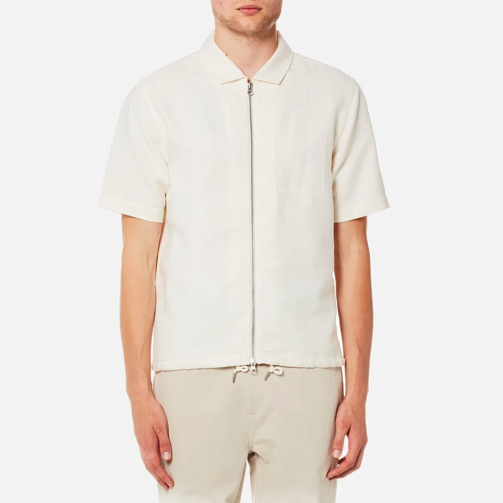 Folk Men's Linen Zip Shirt - Off White Image 1