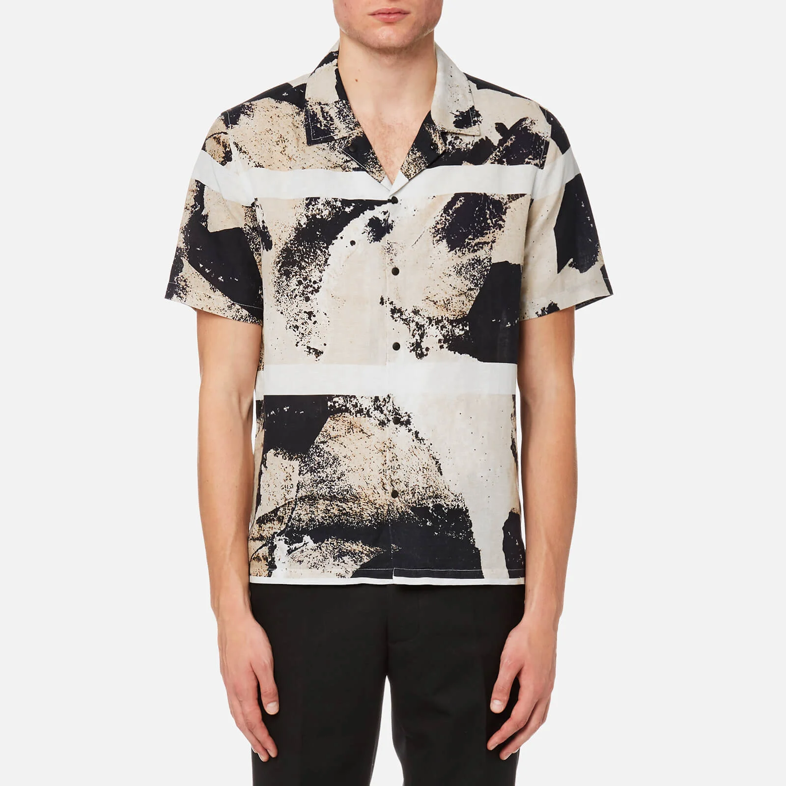Folk Men's Shadow Print Shirt - Navy Black Image 1