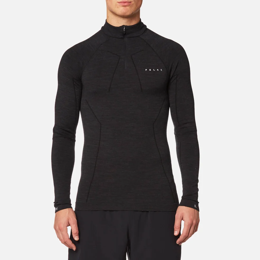 FALKE Ergonomic Sport System Men's Zip-Shirt Base Layer - Black Image 1