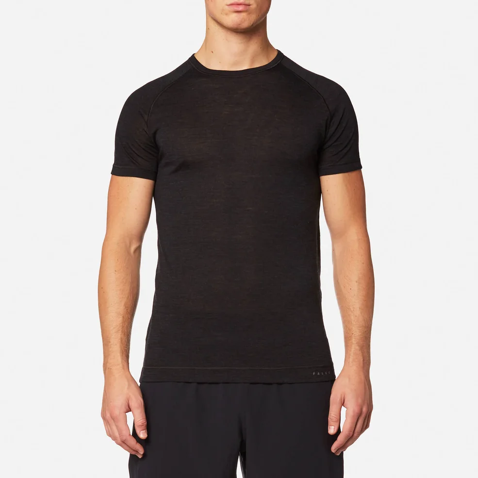 FALKE Ergonomic Sport System Men's Short Sleeve Silk Wool T-Shirt - Anthracite Melange Image 1