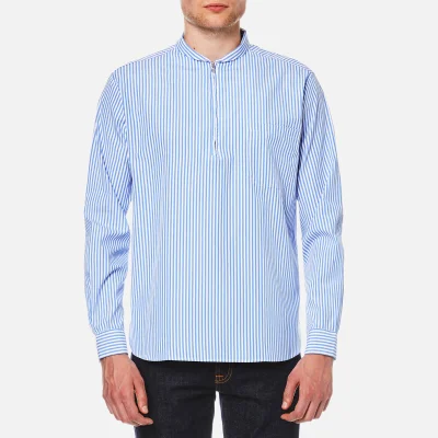 Our Legacy Men's Shawl Zip Long Sleeve Shirt - Blue Stripe