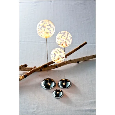Sirius Drops Trio Glass Baubles with Timer - Clear/White