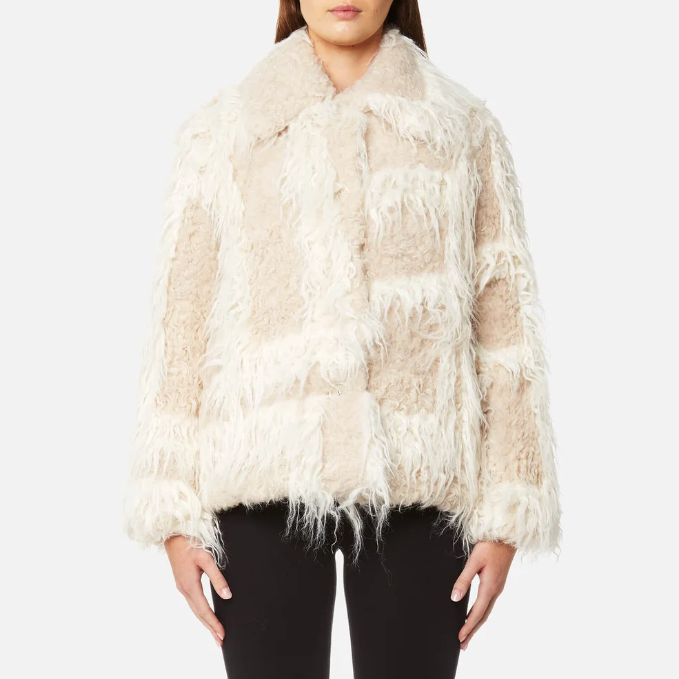 Helmut Lang Women's Plaid Faux Fur Jacket - Chalk/Cream Image 1