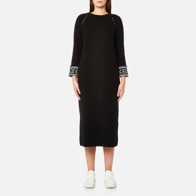 KENZO Women's Reversible Sleeve Knit Midi Jumper Dress - Black
