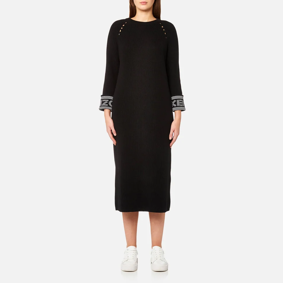 KENZO Women's Reversible Sleeve Knit Midi Jumper Dress - Black Image 1