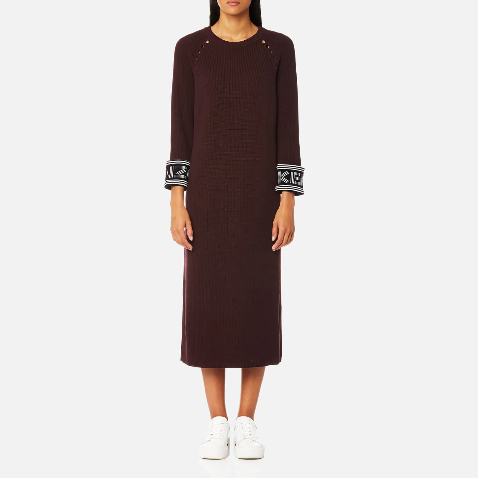KENZO Women's Reversible Sleeve Knit Midi Jumper Dress - Chocolate Image 1