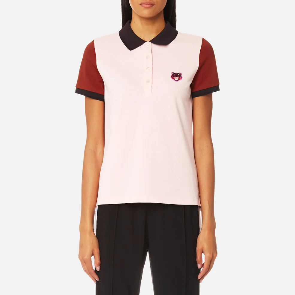 KENZO Women's Tiger Crest Buttoned Polo T-Shirt - Faded Pink Image 1
