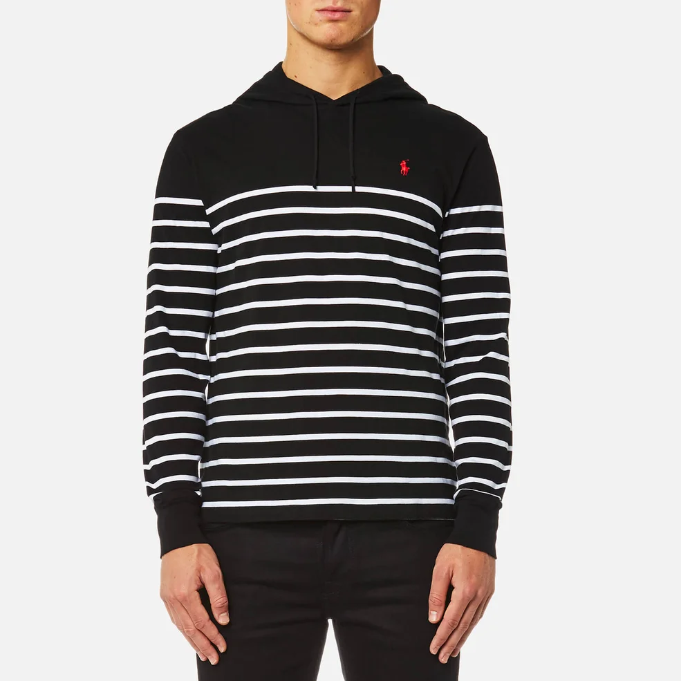 Polo Ralph Lauren Men's Hooded T-Shirt Stripe Hoody - Black/White Image 1