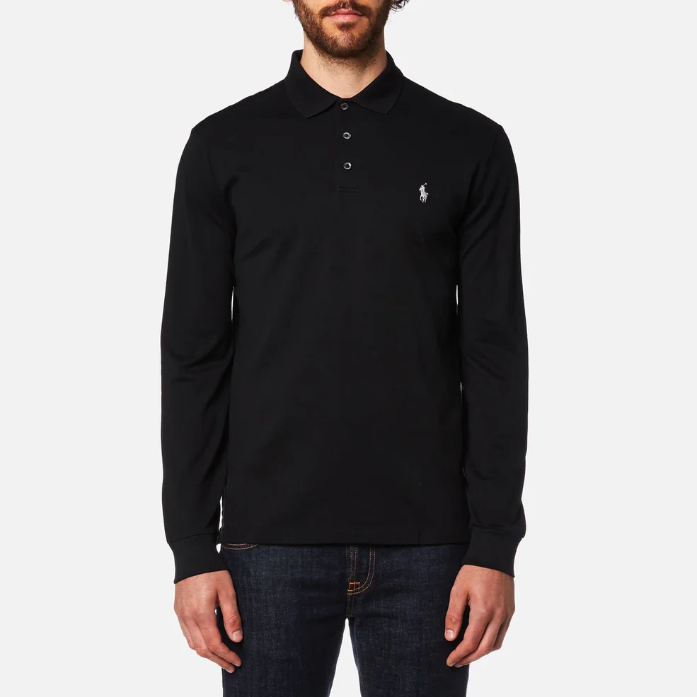 Polo Ralph Lauren Men's Long Sleeve Mesh Polo Shirt - Black Image 1