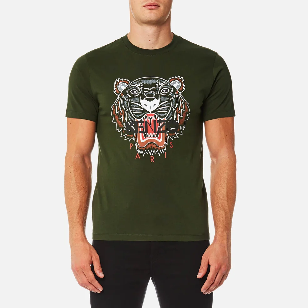 KENZO Men's Tiger Logo Icon T-Shirt - Dark Khaki Image 1