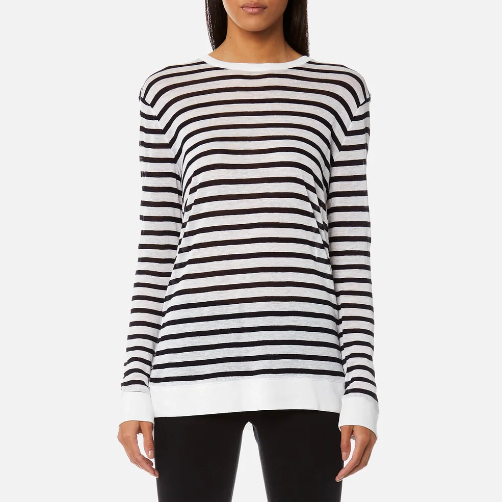 T by Alexander Wang Women's Long Sleeve Crew Neck T-Shirt - Ink/Ivory Image 1