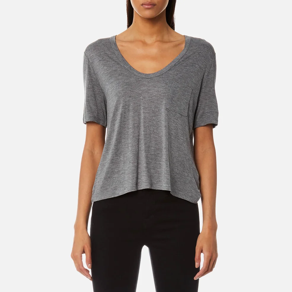 T by Alexander Wang Women's Classic Cropped T-Shirt with Chest Pocket - Heather Grey Image 1