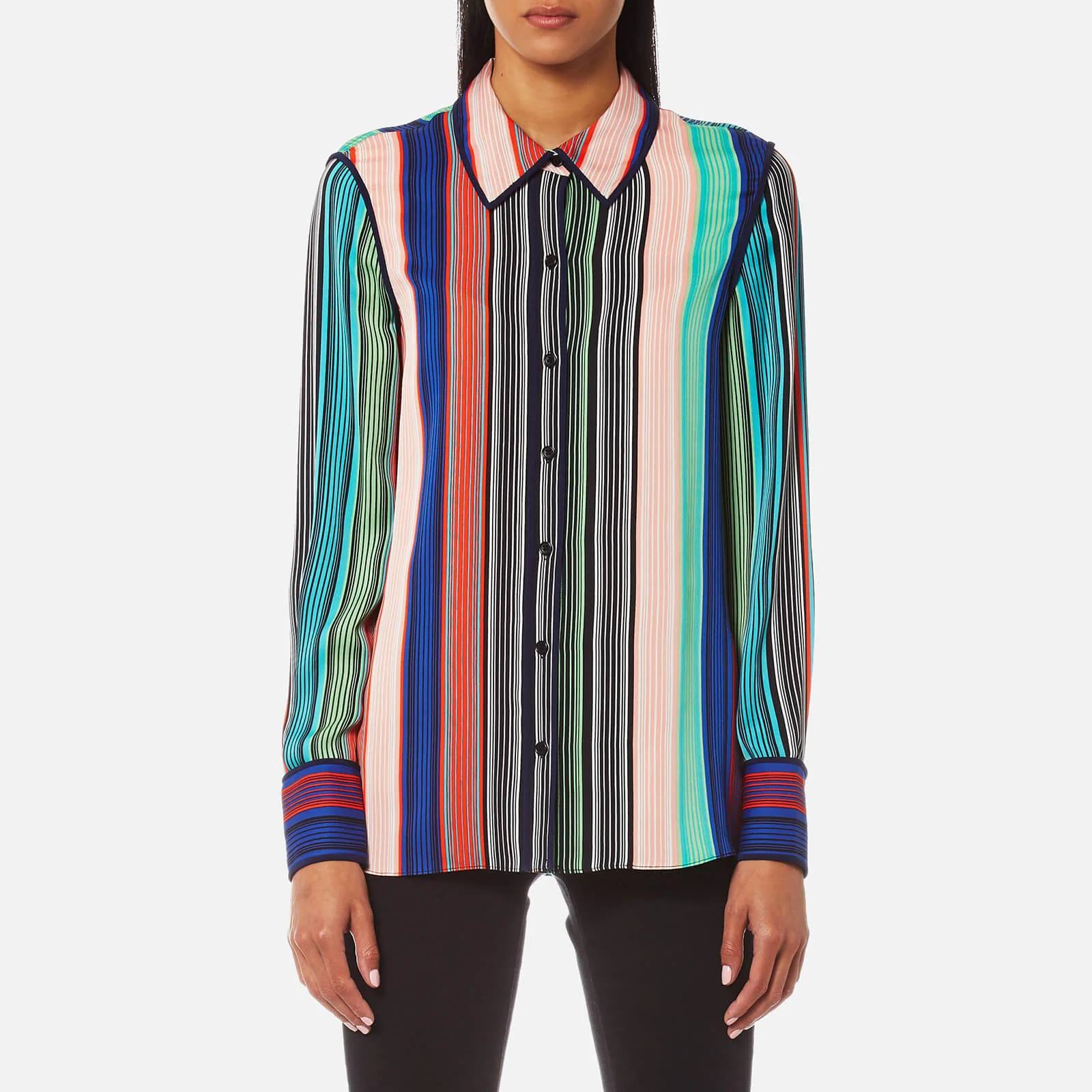 Diane von Furstenberg Women's Long Sleeved Collared Shirt - Burman Stripe Image 1