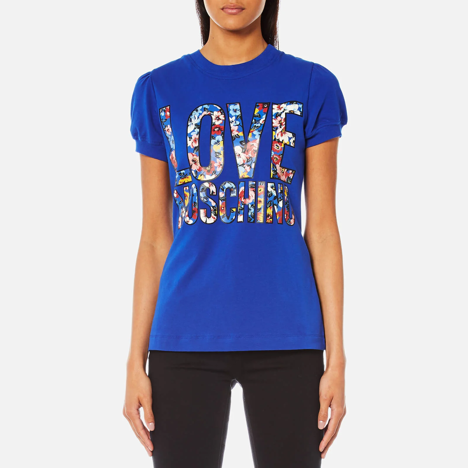 Love Moschino Women's Floral Logo T-Shirt - Blue Image 1