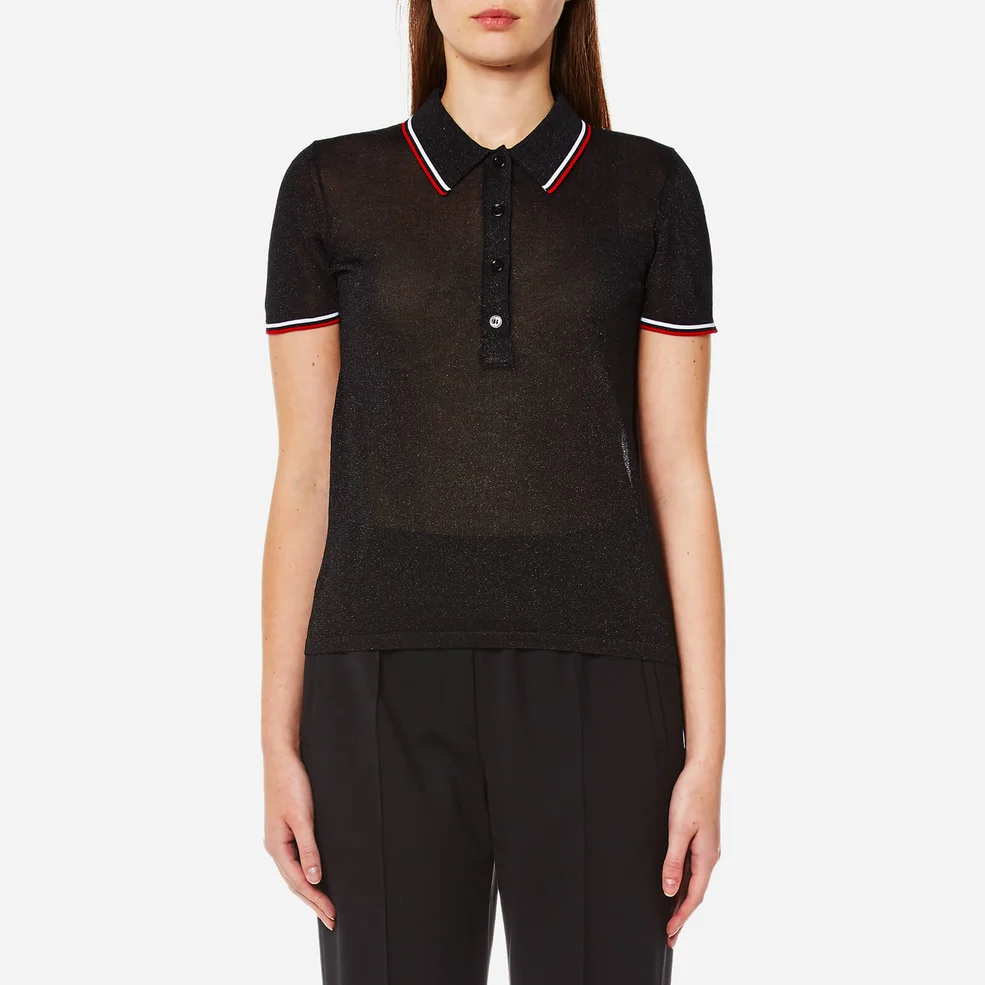 Alexander Wang Women's Polo Shirt with Contrast Striping Trims - Onyx Image 1