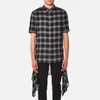 Helmut Lang Men's Ombre Plaid Short Sleeve Shirt with Tail - Black - Image 1