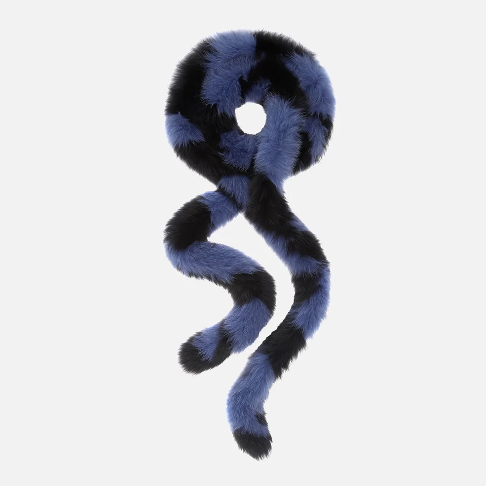Charlotte Simone Women's Lacey Faux Fur Scarf - Blue/Black Image 1