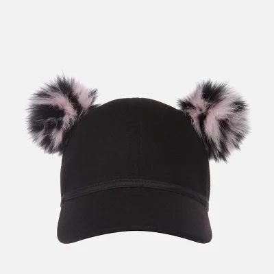 Charlotte Simone Women's Faux Fur Sass Cap - Pink/Black Stripe