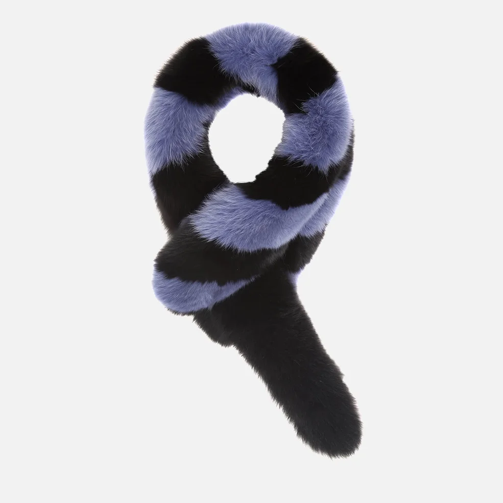 Charlotte Simone Women's Popsicle Faux Fur Scarf - Black/Blue Image 1