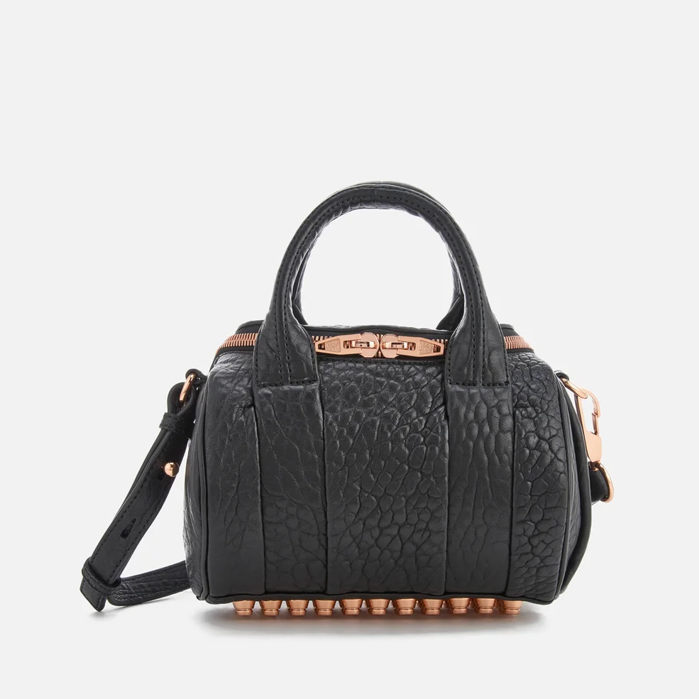 Alexander Wang Women's Mini Rockie Pebbled Leather Bag with Rose Gold Studs - Black Image 1