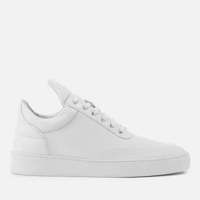 Filling Pieces Men's Grain Leather Low Top Trainers - White