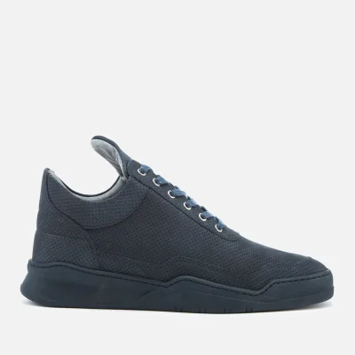 Filling Pieces Men's Ghost Perforated Suede Low Top Trainers - Blue