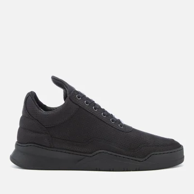 Filling Pieces Men's Ghost Perforated Suede Low Top Trainers - All Black