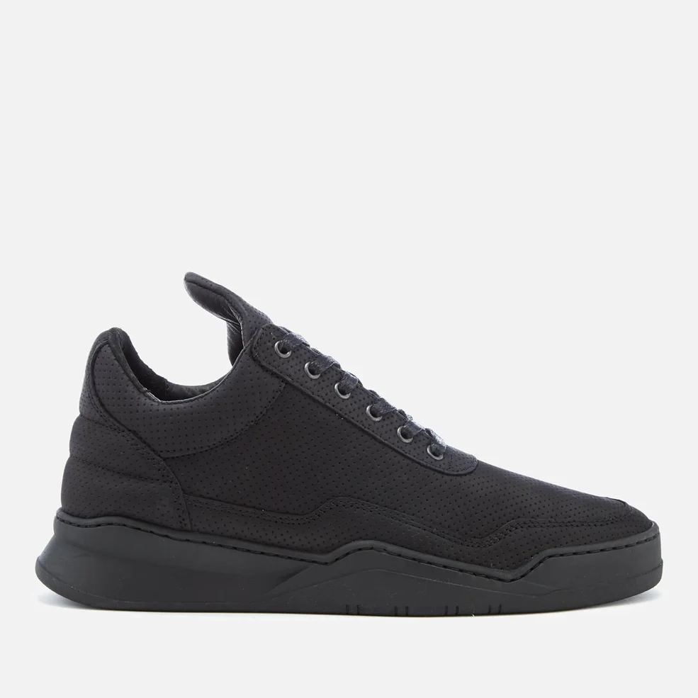 Filling Pieces Men's Ghost Perforated Suede Low Top Trainers - All Black Image 1
