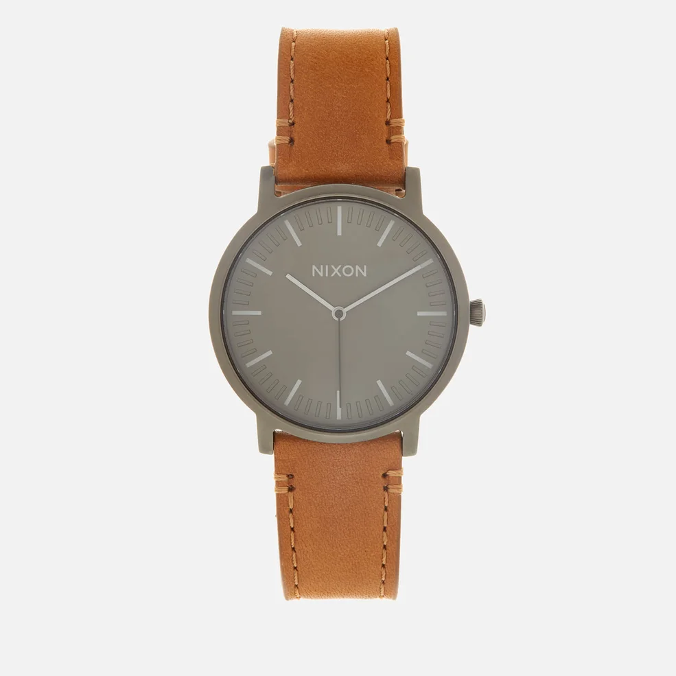 Nixon Men's The Porter Leather Watch - Gunmetal/Charcoal/Taupe Image 1