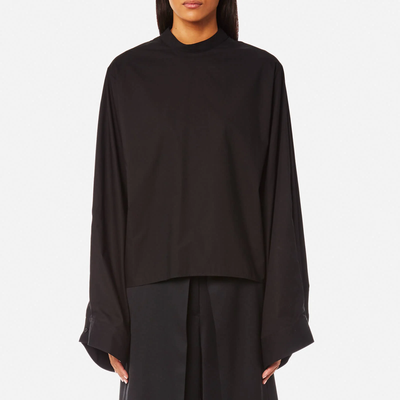 MM6 Maison Margiela Women's Oversized Sleeve High Neck Shirt - Black Image 1