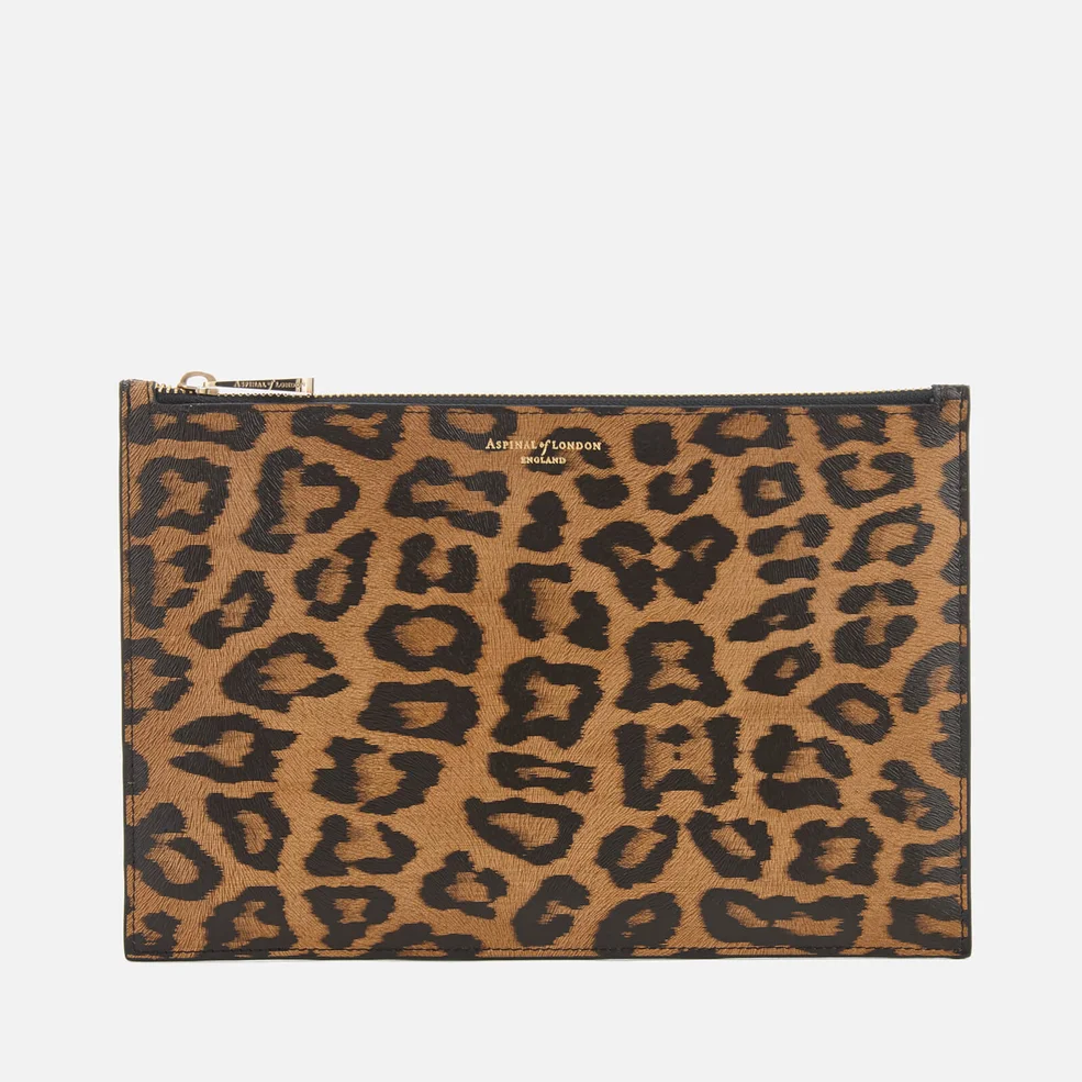 Aspinal of London Women's Essential Large Pouch Bag - Leopard Print Image 1