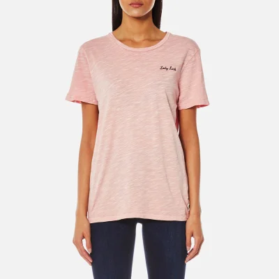 Maison Scotch Women's Garment Dyed T-Shirt with Chest Embroidery - Gaucho Rouge