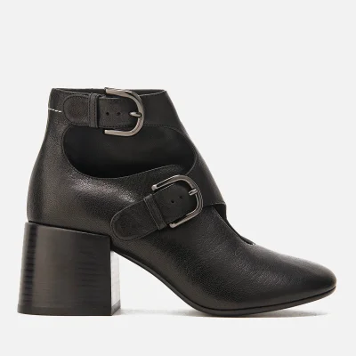 MM6 Maison Margiela Women's Double Buckle Heeled Ankle Boots - Black