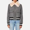MSGM Women's Check Bomber Jacket with Fur Collar - Black - Image 1