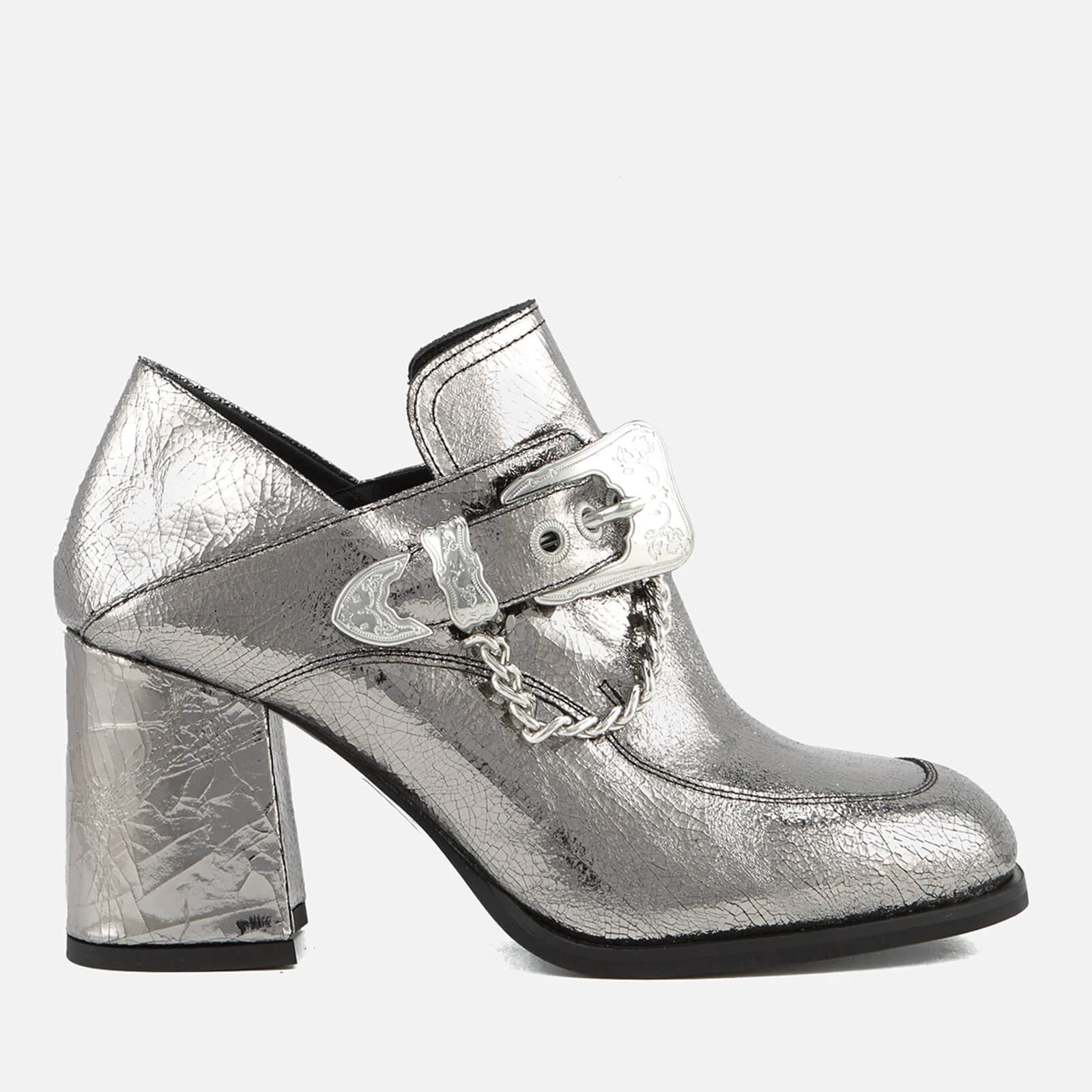 McQ Alexander McQueen Women's Leah Mocassin Heeled Shoes - Silver Image 1