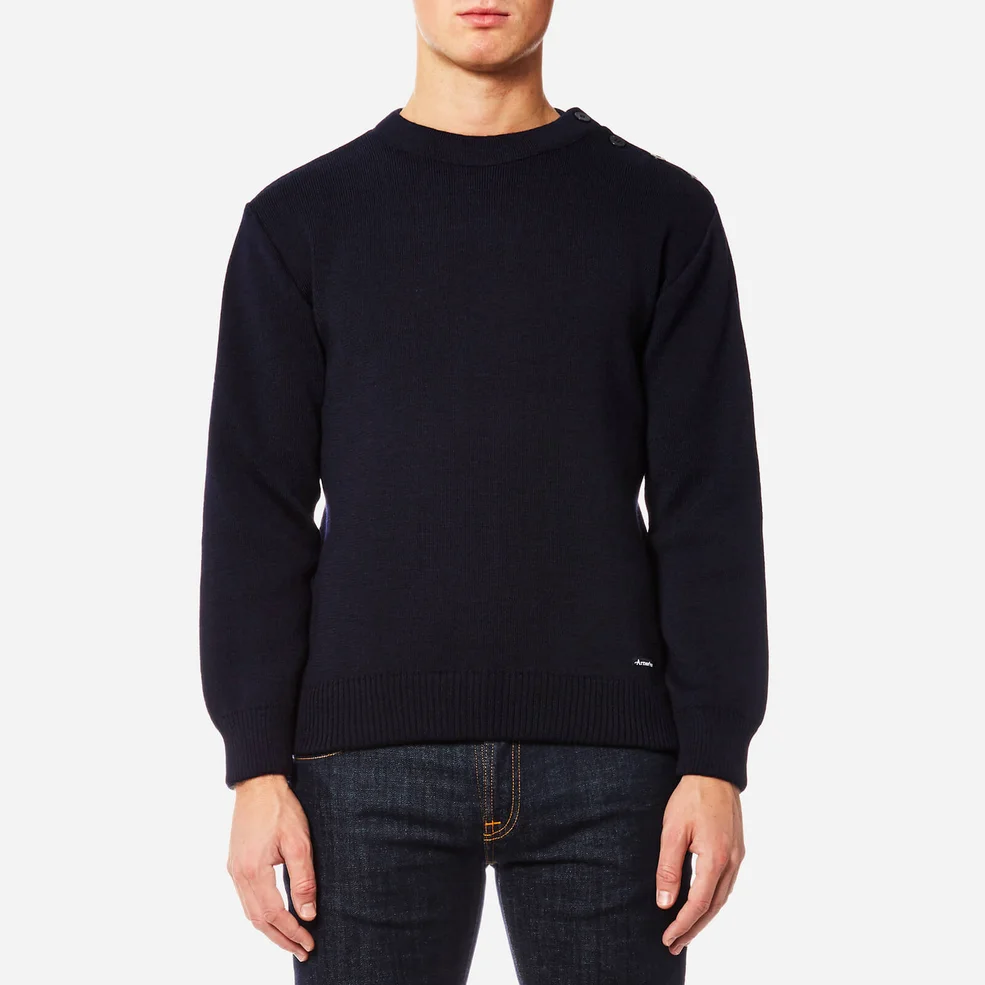 Armor Lux Men's Button Shoulder Knitted Jumper - Navire Image 1